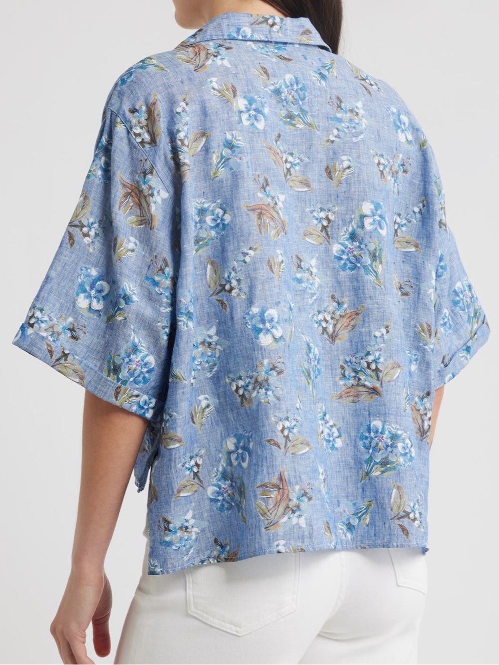 Frank & Eileen Blue Floral Rosie Short-Sleeve Button Shirt New Small - Picture 2 of 6